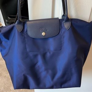 Longchamp navy blue large tote bag